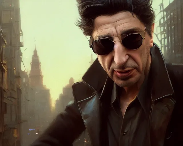 Image similar to highly detailed portrait of young al pacino as vito scaletta, in mafia 2, stephen bliss, unreal engine, fantasy art by greg rutkowski, loish, rhads, ferdinand knab, makoto shinkai and lois van baarle, ilya kuvshinov, rossdraws, tom bagshaw, global illumination, radiant light, detailed and intricate environment