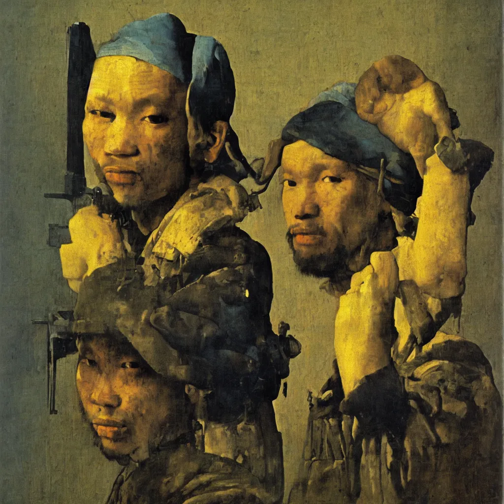 Image similar to vietcong portrait by johannes vermeer