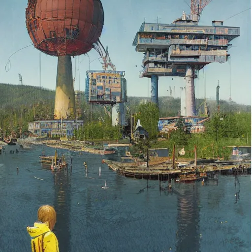 Prompt: futuristic sweden, by carl larsson and simon stalenhag, highly detailed, 4 k