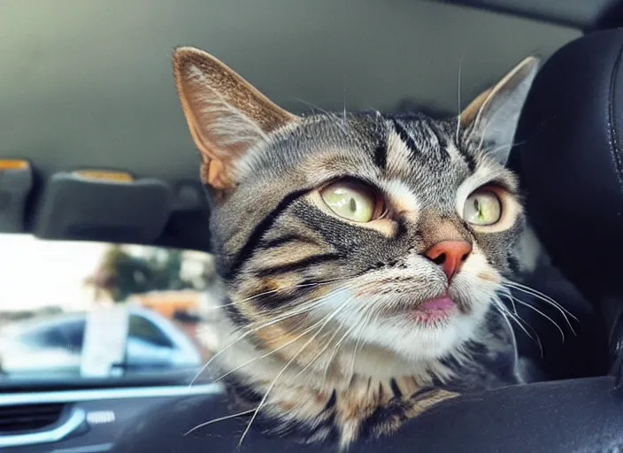 Prompt: a cat as an uber driver