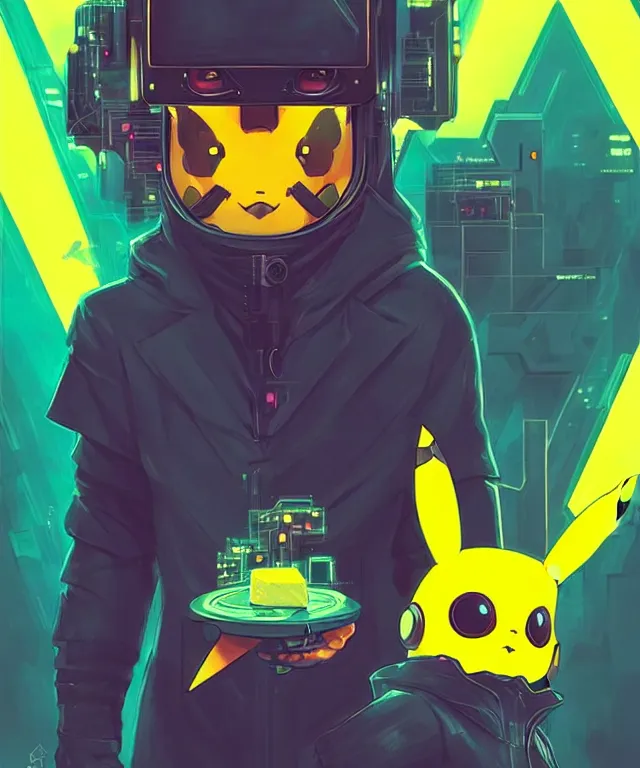 Prompt: a portrait of a cyberpunk pikachu holding a cheese, cyberpunk!, fantasy, elegant, digital painting, artstation, concept art, matte, sharp focus, illustration, art by josan gonzalez