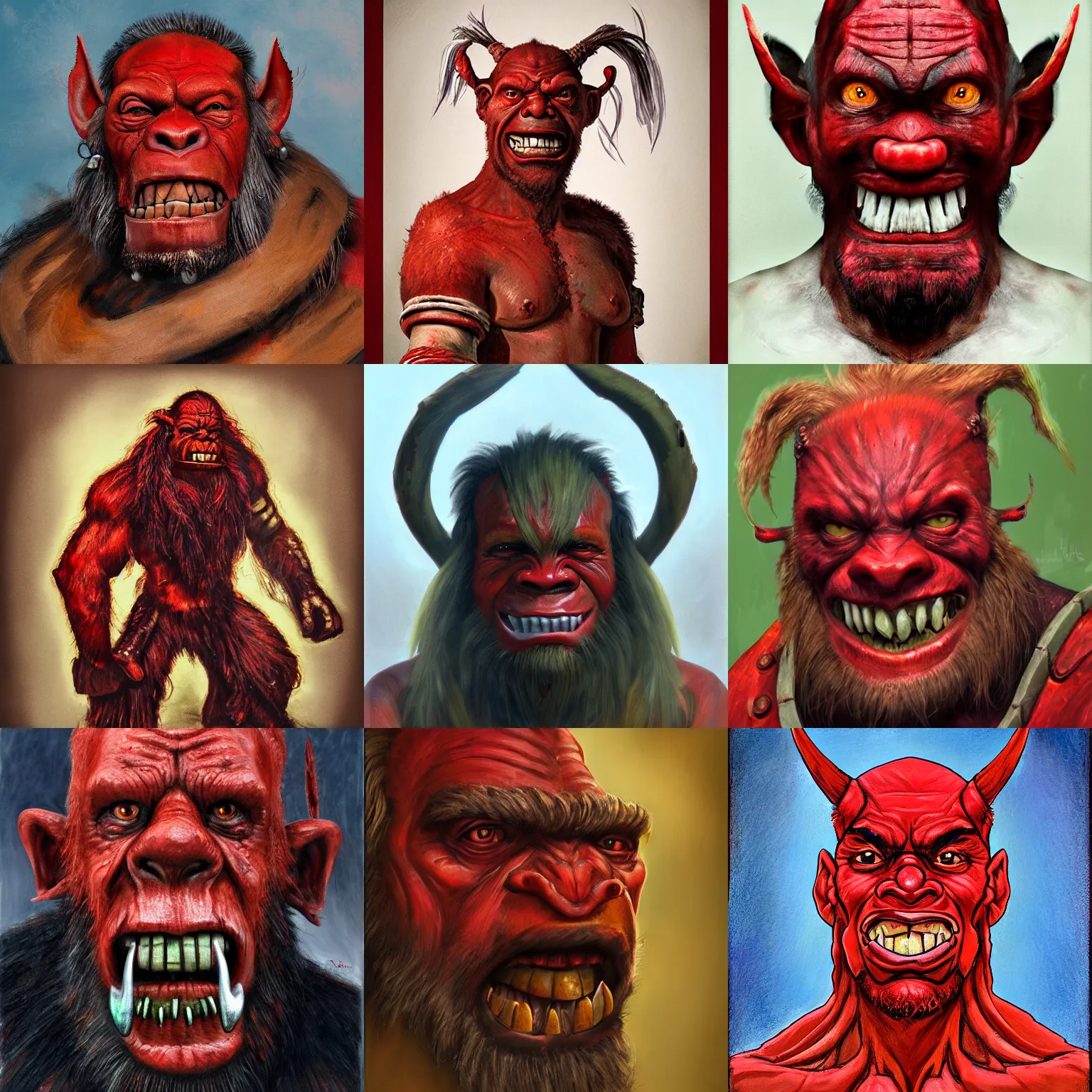 Prompt: portrait of a red skin ork.