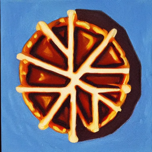 Image similar to oil painting of an eggo waffle