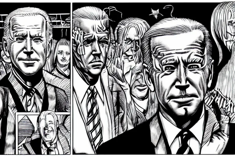 Image similar to Joe Biden melts America, Junji Ito