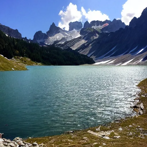 Image similar to took a pic of this exploding lake while hiking in the alps #nature #explosion