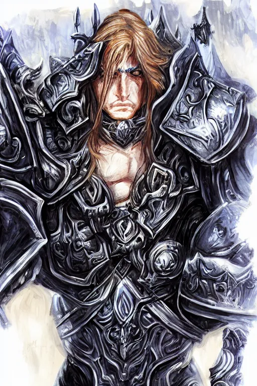 Image similar to Arthas in the style of Ayami Kojima,