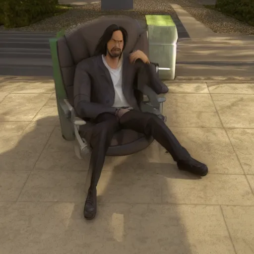 Image similar to Keanu reeves 3D modeling charter Full view by Pixar 4K detailed super realistic