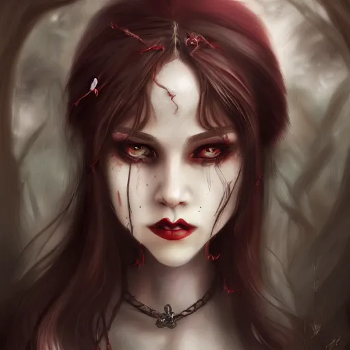 Prompt: the vampire girl portrait, fantasy art, concept art, H 1000