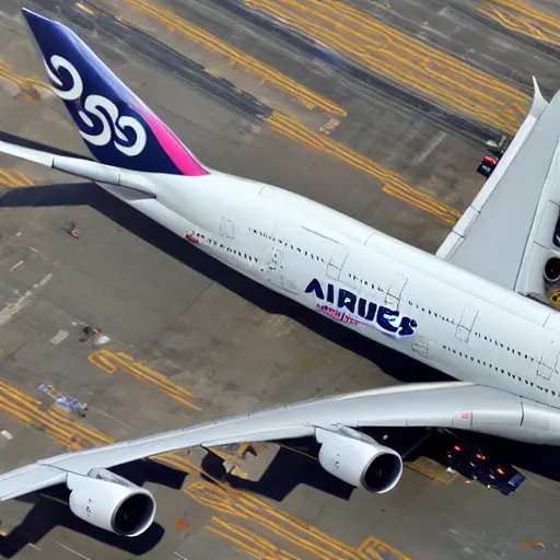 Prompt: an airbus a380 with many many many floors of passengers, very tall, extra huge