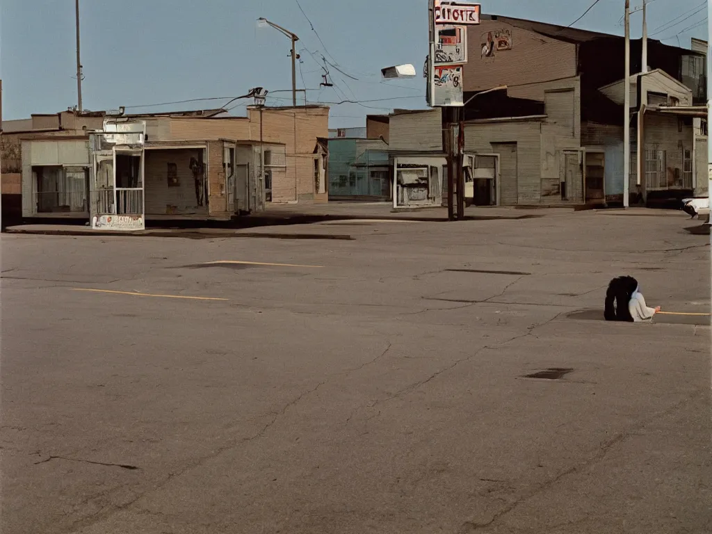 Prompt: empty kansas street photography by william eggleston and stephen shore en 1 9 5 8