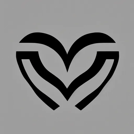 Image similar to clean black and white print on white paper, high contrast, logo of stylized gymnast silhouette forming a symmetric heart