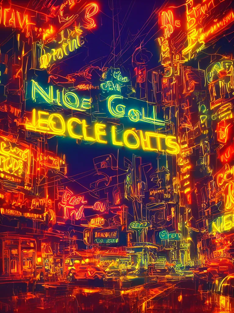 Image similar to neon signs at night with motion blur disney concept artists, blunt borders, rule of thirds