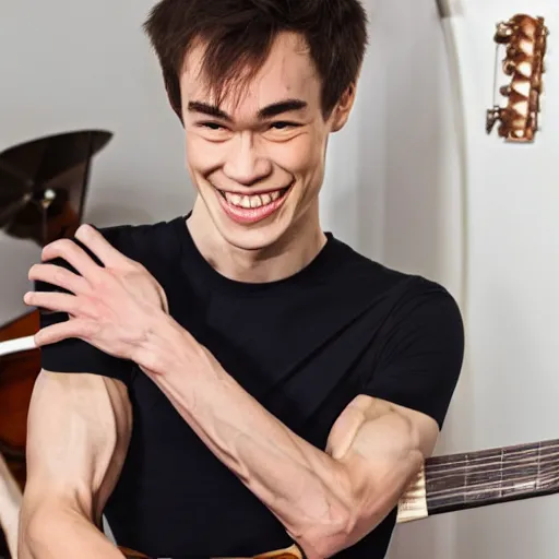 Image similar to jacob collier muscular oily