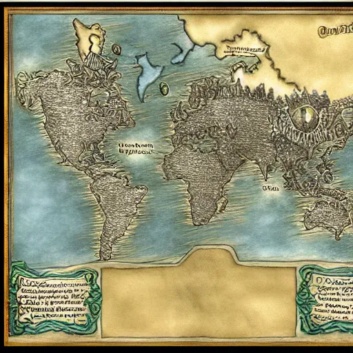 Image similar to fantasy world map, drawn, detailed