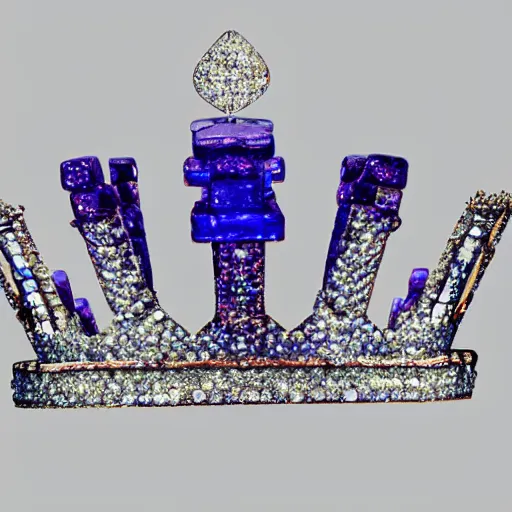 Image similar to a crown made of bismuth crystal and herkimer diamonds