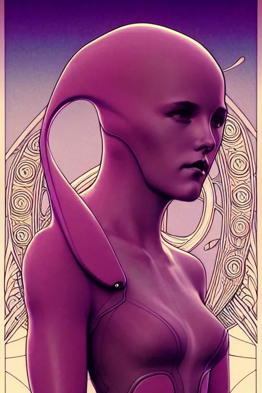 Image similar to 👽☁, art nouveau, artstation, moebius + artgerm, hd,