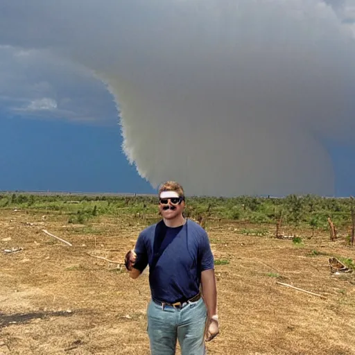 Prompt: a tornado wearing sunglasses