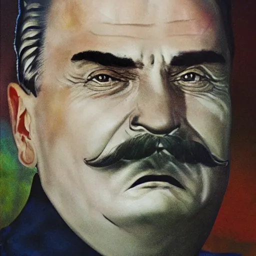 Image similar to portrait of josef stalin degraded abomination, photo - realistic, color image, 2 k, highly detailed, by h. r. giger