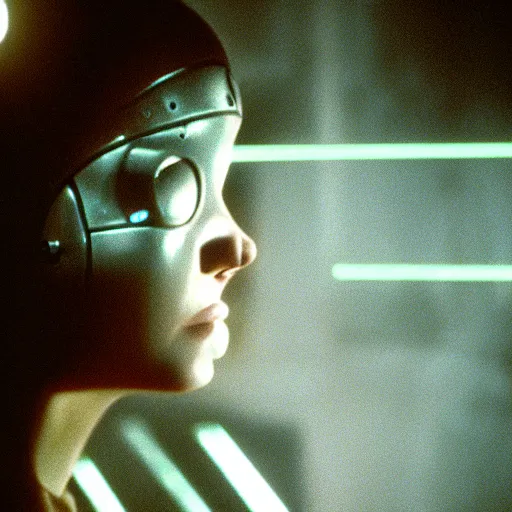 Prompt: movie still of a cool cyborg, cinematic composition, cinematic light, by dario argento