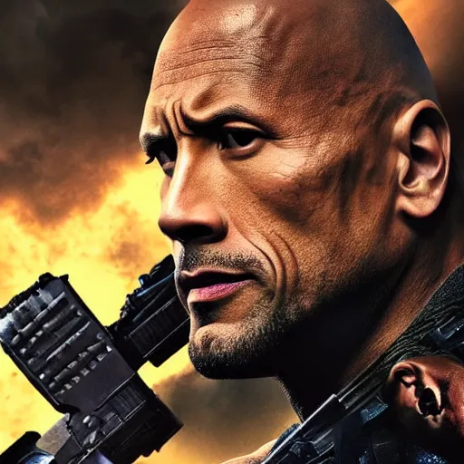 Image similar to Dwayne Johnson in the punisher digital art 4k detailed super realistic