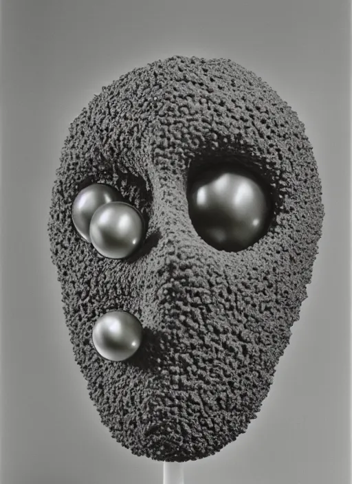 Prompt: realistic object photo of sculpture molecule model made of eyeballs, readymade, dadaism, fluxus, man ray 1 9 9 0, life magazine photo