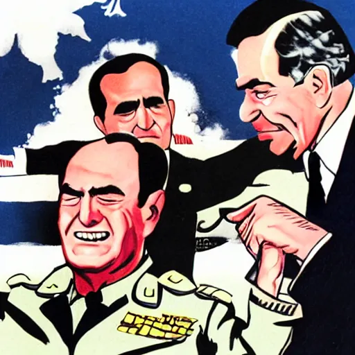 Image similar to Illustration of George H.W. Bush punching Saddam Hussein