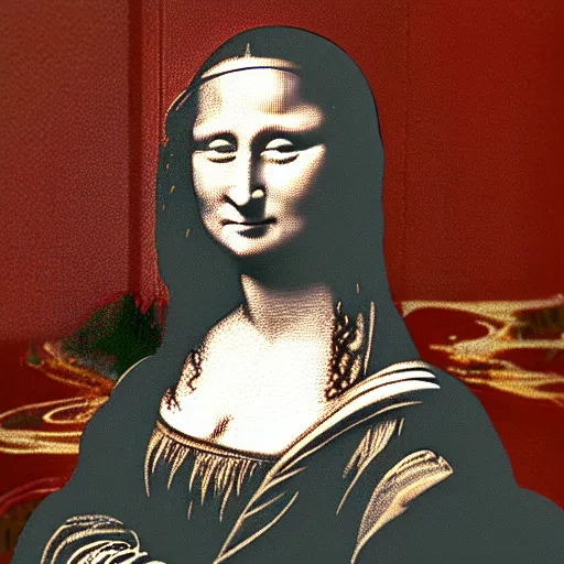 Prompt: silver met wire sculpture of the mona lisa, realistic, detailed wire sculpture