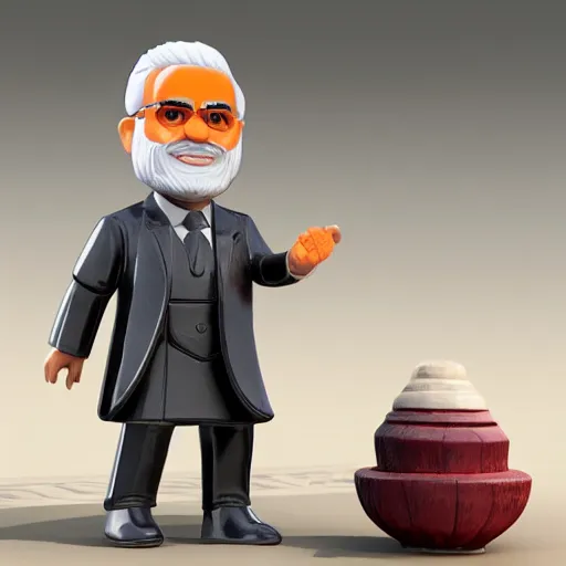 Image similar to narendra modi mini figure, toy, 3 d render, 4 k, hd