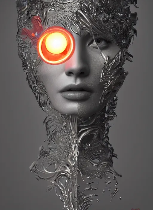 Image similar to sculpture made of flame, portrait, female, future, torch, fire, harper's bazaar, vogue, fashion magazine, intricate, concept art, close up, ornate, luxury, elite, elegant, trending on artstation, by ruan jia, by Kenneth Willardt, by ross tran, by WLOP, by Andrei Riabovitchev,