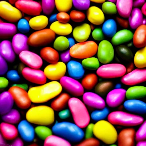 Prompt: a highly detailed photo of a shiny jelly bean