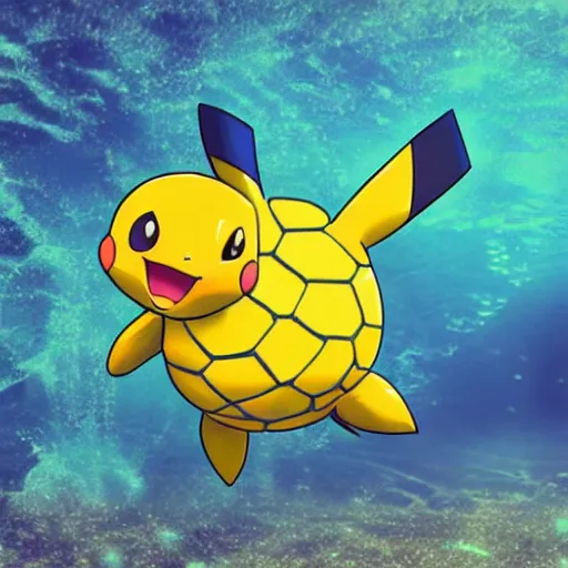 Prompt: pokemon card pokemon realistic, render, unreal beautiful turtle, a ocean and its beautiful fancy, a himself for a blue foreground light