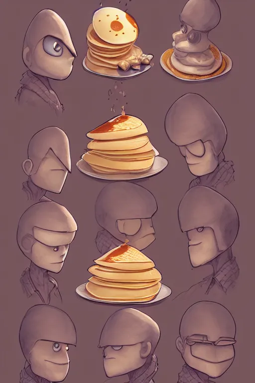 Image similar to of making pancakes, animation pixar style, by pendleton ward, magali villeneuve, artgerm, rob rey and kentaro miura style, golden ratio, trending on art station