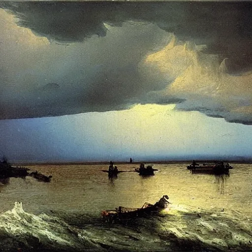 Image similar to storm on the volga, oil on canvas, 1 8 7 3