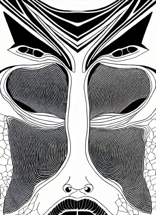 Image similar to symmetry! face, concept art, smooth, sharp focus, lineart, illustration,, penned with black on white, 8 k