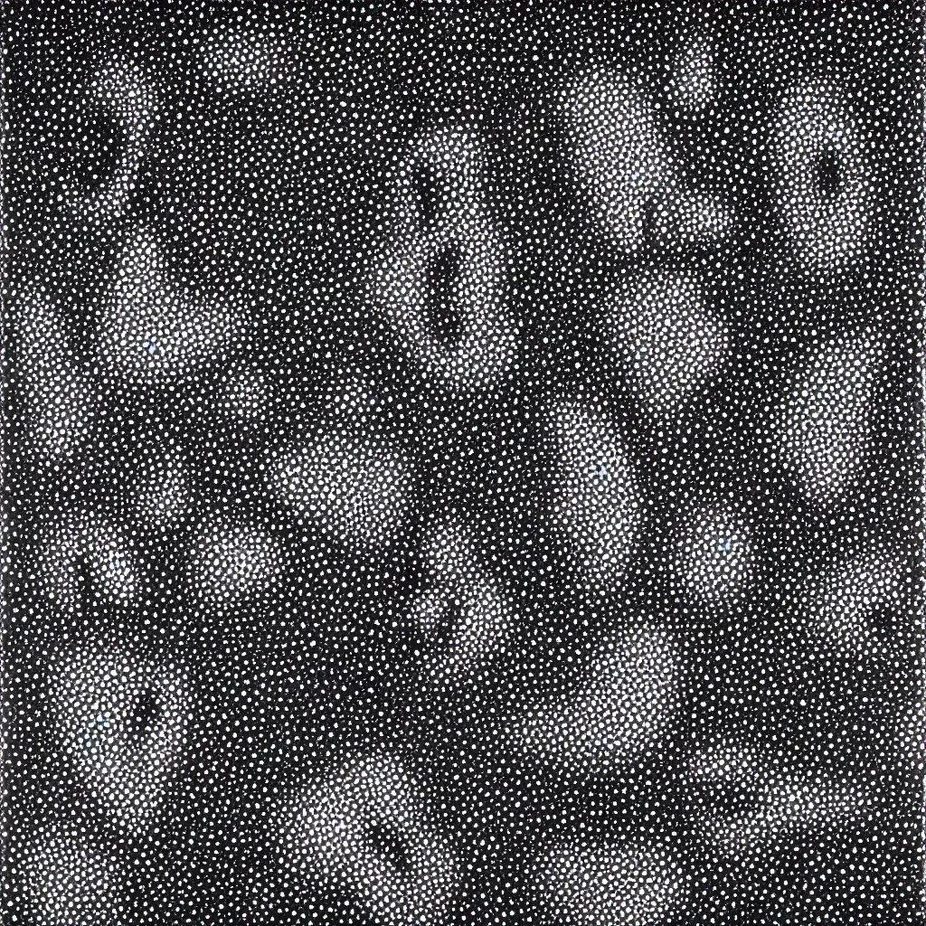 Image similar to face made out of planet, faceless people dark, dots, drip, stipple, pointillism, technical, abstract, minimal, style of francis bacon, asymmetry, pulled apart, cloak, hooded figure