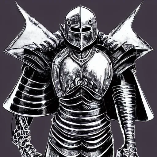 Image similar to knight full body portrait, metal knight armor, high detail, high quality, by kentaro miura