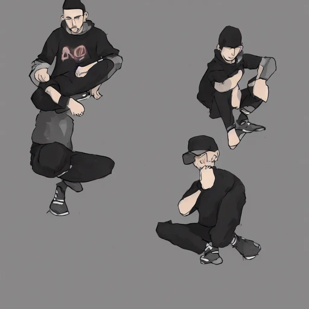 Prompt: a single boy sitting in a slav squat, in a style of gashi gashi, trending on devianart, sharp focus, digital painting