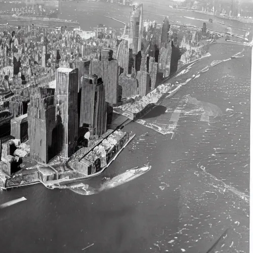 Image similar to new york city destroyed with a nuclear blast