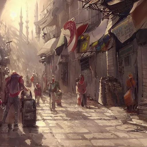 Image similar to a scene from istanbul, concept art by guillermo martinez, artstation,