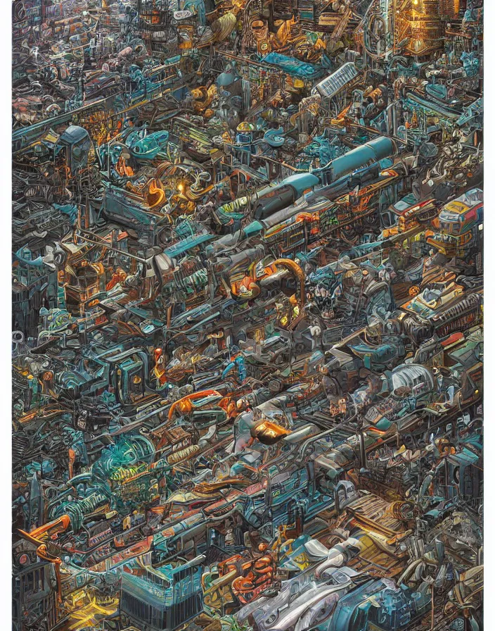 Image similar to hyper detailed industraial & utility by dan mumford