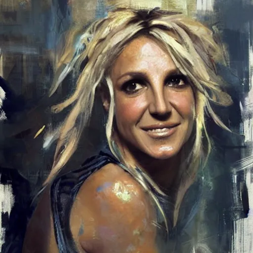 Image similar to britney spears and lisa edelstein morphed together, hybrid, jeremy mann painting