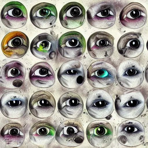 Image similar to d20 made of eyes, eyeballs, blink, dungeons and dragons, squish, squelch, dripping, oily, rotten, gaming, in the style of food photography, high gloss artifacts, eldritch, monster manual,