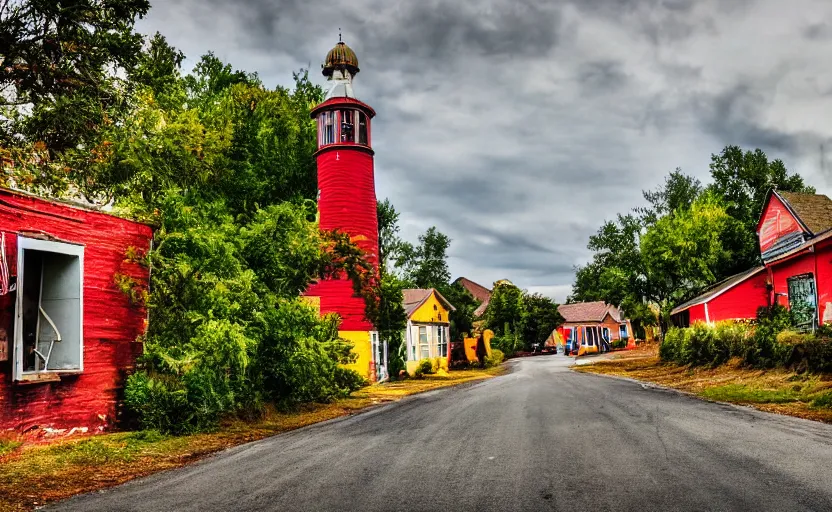 Image similar to photo of a colorful rural town