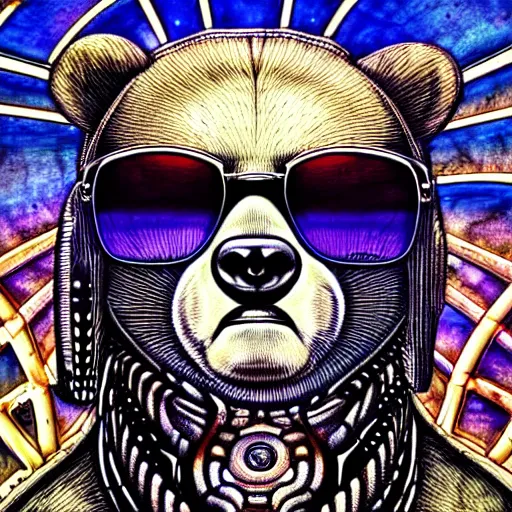 ( bear wearing sunglasses, hr giger ) ( ( ( hyper | Stable Diffusion ...