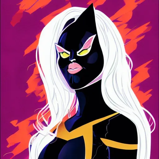 Prompt: Black Cat marvel character, polygon poster art