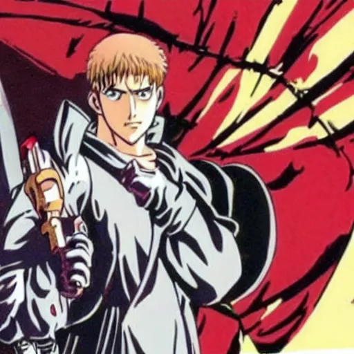 Image similar to ryan gosling in 1 9 9 7 berserk anime