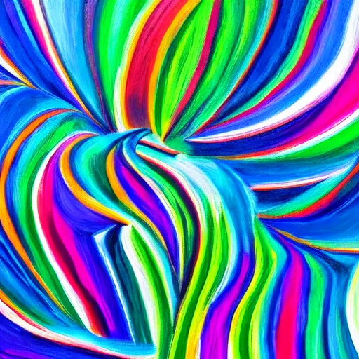 Image similar to award-winning large colorful lines abstract curved spacetime art painting