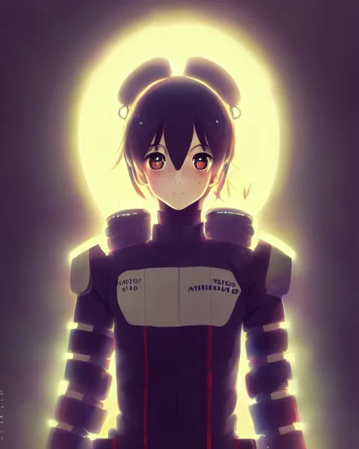 Image similar to portrait of anime girl in mechanic armor in night tokyo by makoto sinkai, my hero academia,greg rutkowski, perfect face, fine details