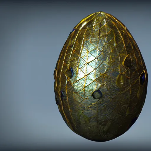 Image similar to a highly decorated dragon scale egg, photorealistic, symmetrical, unreal engine