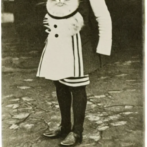 Image similar to a 1 9 1 0 s photograph of a rabbit wearing a sailor's uniform